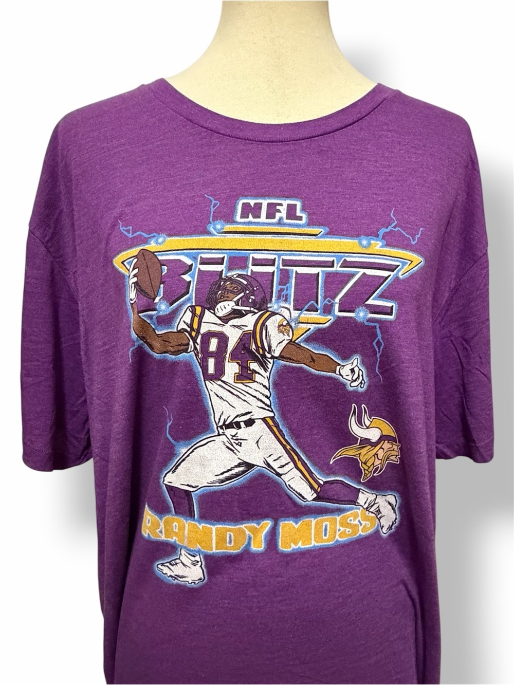 Randy Moss Minnesota Vikings Homage NFL Blitz T-Shirt Heathered Purple XXL